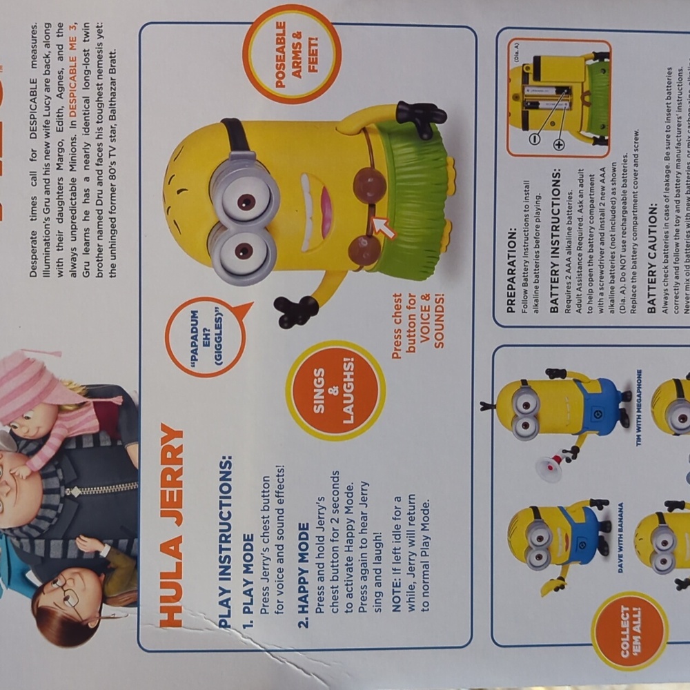 Minions HULA JERRY, Despicable Me 3, NIB - Picture 5 of 6
